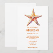 Zeester koraal wit strand thema verjaardag kaart (Voorkant / Achterkant)