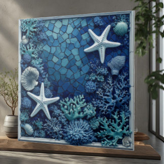 Zeester Koraalrif Schelpen Kustdecor Luxe Tegeltje