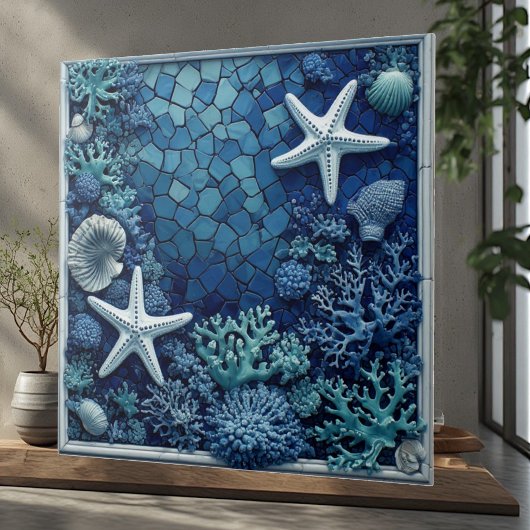Zeester Koraalrif Schelpen Kustdecor Luxe Tegeltje