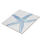 Zeester Kust Strand Blauw Wit Grote Decor Gift Tegeltje (Zijkant)