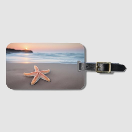 Zeester Ligt op een Strand Bagagelabel (Voorkant (horizontaal))
