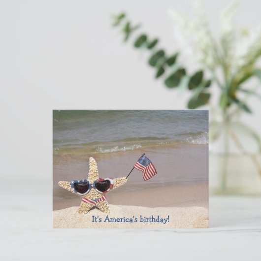 zeester met Amerikaanse vlag 4 juli Briefkaart (Staand voorkant)