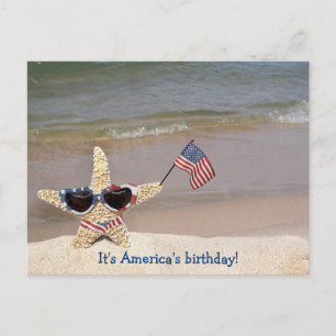 zeester met Amerikaanse vlag 4 juli Briefkaart
