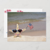 zeester met Amerikaanse vlag 4 juli Briefkaart (Voorkant / Achterkant)