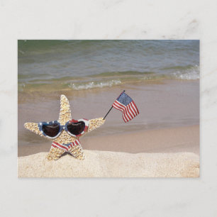 zeester met Amerikaanse vlag 4 juli Briefkaart