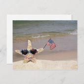 Zeester met Amerikaanse vlag Briefkaart (Voorkant / Achterkant)