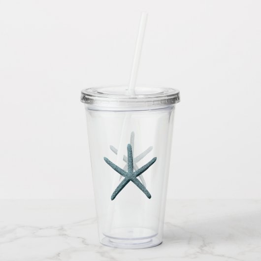 Zeester met blauwe vinger acryl drinkbeker (Achterkant)