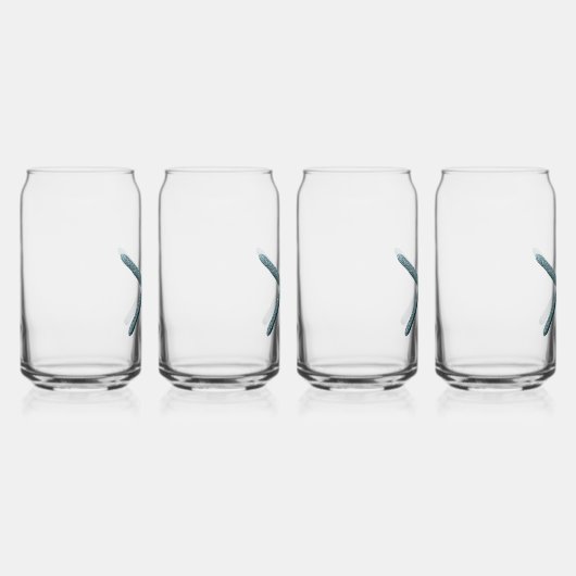 Zeester met blauwe vinger blikvorm glas (Rechts)