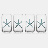 Zeester met blauwe vinger blikvorm glas (Voorkant)