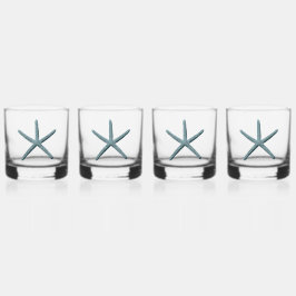 Zeester met blauwe vinger whisky glas