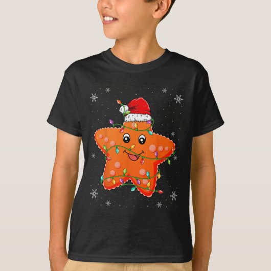 Zeester met kerstmannenhoed Kerstmis - Zeester T-shirt (Voorkant)