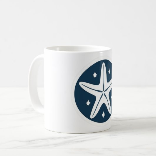 Zeester met Witte Sterren Koffiemok (Voorkant links)