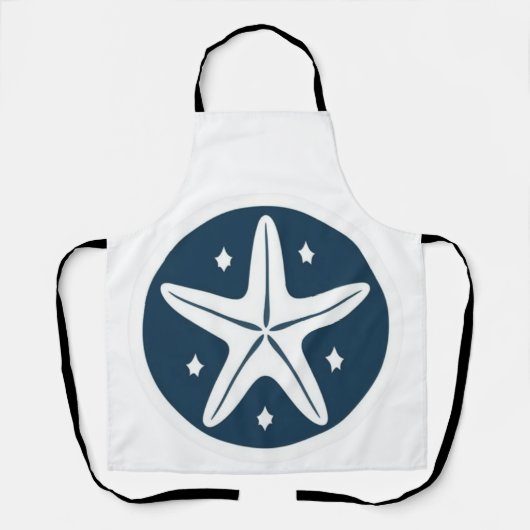 Zeester met witte sterren schort (Voorkant)