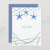 Zeester & Moderne Lijn Elegante Beach Bruiloft RSV Uitnodiging Briefkaart (Voorkant / Achterkant)