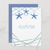 Zeester & Moderne Lijn Elegante Beach Save the Dat Aankondigingskaart (Voorkant / Achterkant)