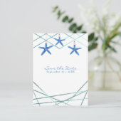 Zeester & Moderne Lijn Elegante Beach Save the Dat Aankondigingskaart (Staand voorkant)