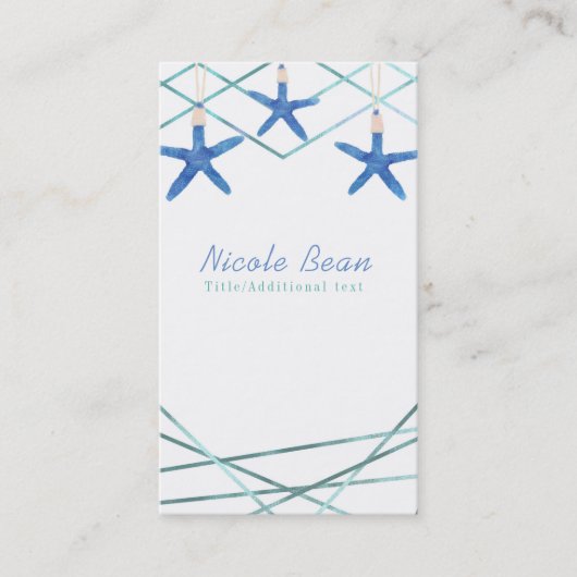 Zeester & Moderne Lijnen Elegant Strand Custom Chi Visitekaartje (Voorkant)