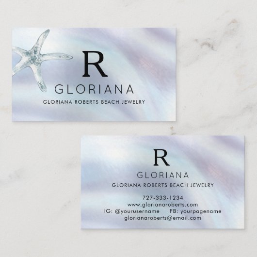 Zeester Moeder van de Parel Monogram Logo Visitekaartje (Voorkant / Achterkant)