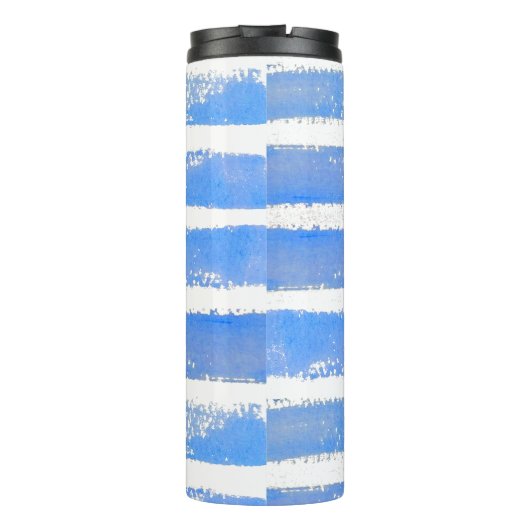 Zeester Monogram Strand Nautische Streep Waterverf Thermosbeker (Achterkant)