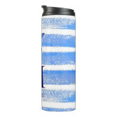 Zeester Monogram Strand Nautische Streep Waterverf Thermosbeker (Geroteerd rechts)