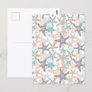 Zeester Naadloos Patroon Ansichtkaart Briefkaart