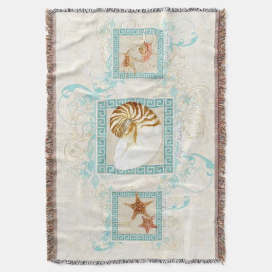Zeester Nautilus Conch Sea Shells Ocean Griekse sl Deken (Voorkant Verticaal)