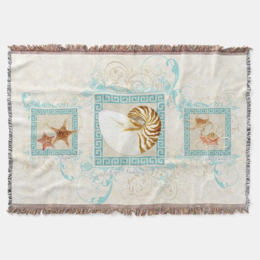 Zeester Nautilus Conch Sea Shells Ocean Griekse sl Deken (Voorkant)