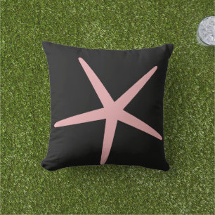 Zeester Nauutische Strand Koraal Roze Zwart Custom Buitenkussen