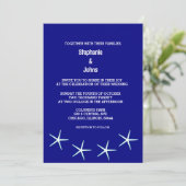 Zeester Navy Blauw Strand Bestemming Bruiloft Cool Kaart (Staand voorkant)