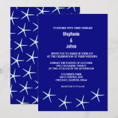 Zeester Navy Blauw Strand Bestemming Bruiloft Cool Kaart (Voorkant / Achterkant)