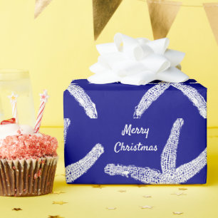 Zeester Navy Blauw Wit Merry Christmas 2023 Cadeaupapier