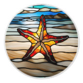 Zeester nepgeglazuurd glas keramische knop (Voorkant)