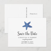 Zeester | Oceaan Trouwdag Save The Date Aankondigingskaart (Voorkant / Achterkant)