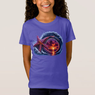 Zeester Oceaangolf Zonsondergang Design Tropisch T-shirt