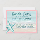 Zeester Oceaanstrandfeest Aqua & Roze Waterverf Kaart (Voorkant)