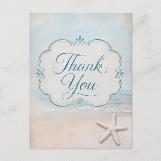 Zeester Ocean Beach Vintage Uitzicht Bedankt Briefkaart (Voorkant)