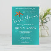 Zeester onder het zee oceaanblauw vrijgezellenfees kaart (Staand voorkant)