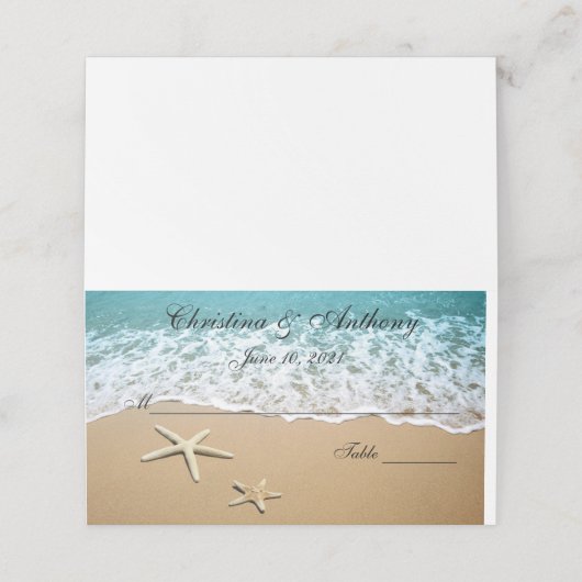 Zeester op de kust bruiloft receptie plaats kaart plaatskaartje (Buitenkant ongevouwen)