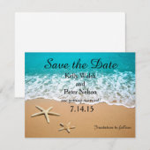 Zeester op de kust strand save the date kaart (Voorkant / Achterkant)