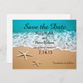 Zeester op de oever strand save the date kaart (Voorkant / Achterkant)