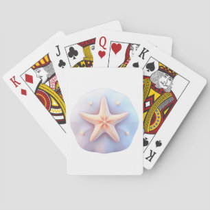 Zeester op een uniek gevormde steen pokerkaarten