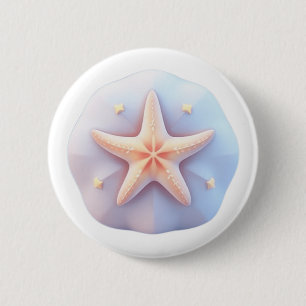 Zeester op een unieke-vormige steen ronde button 5,7 cm