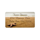 Zeester op een zandstrand Adresetiketten Etiket (Voorkant)