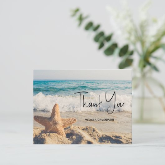 Zeester op een zandstrand Foto Bedankt Briefkaart (Staand voorkant)