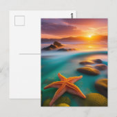 Zeester op het strand bij dageraad briefkaart (Voorkant / Achterkant)
