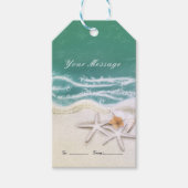 Zeester op het strand Blauwgroen Zee Water Party F Cadeaulabel (Voorkant)