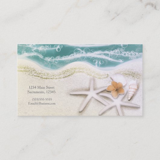 Zeester op het strand Blauwgroen Zee Water Tropica Visitekaartje (Achterkant)