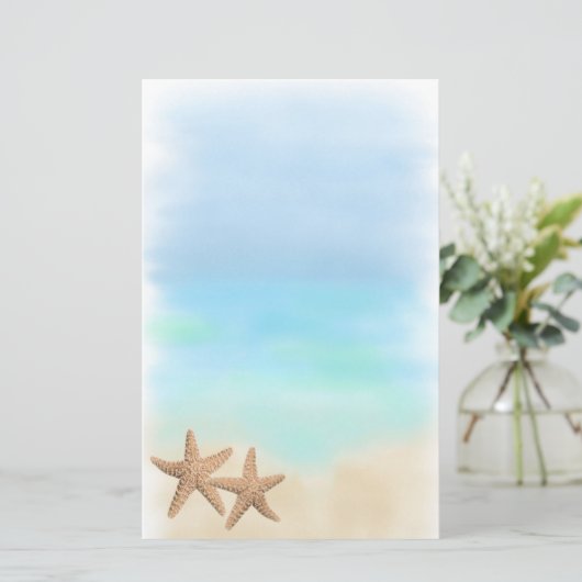 Zeester op het strand briefpapier (Staand voorkant)