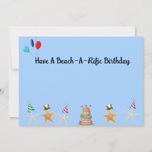 Zeester op het strand Flat Verjaardag Kaart (Achterkant)