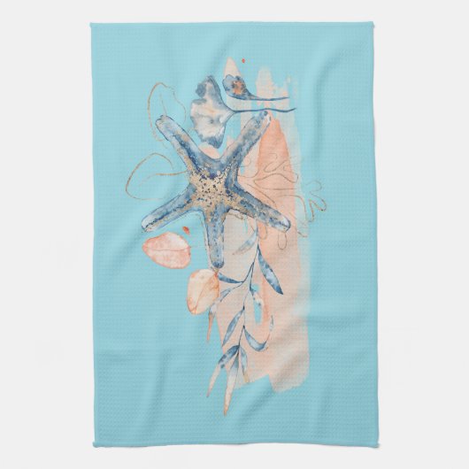 Zeester op het strand theedoek (Verticaal)